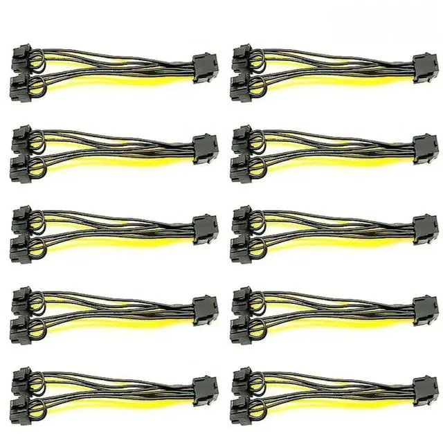 Alt view image 2 of 3 - WRIARICH 5 Pack PCI-E 6Pin to Dual 6+2Pin GPU Power Splitter Cables PCI Express 6 Pin to Dual 8 Pin Video Card Power Cord