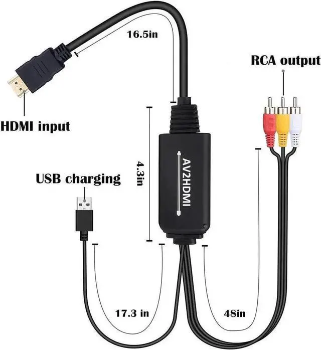 Alt view image 4 of 7 - WRIARICH 1080P 3RCA CVBS AV to HDMI Converter Adapter, Analog Composite RCA to Digital Audio Video Converter Supports PAL/NTSC, Compatible Laptop Xbox PS3 PS4 STB VCR Camera DVD