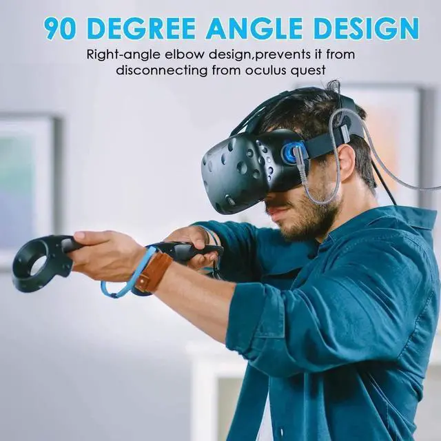 Alt view image 7 of 7 - 20ft /6M Nylon Braided VR Link Cable for Oculus Quest 2 and PC/Steam VR Quest VR Headset, Right-Angled 90 Degree USB A to USB C 5Gbps High Speed Data Transfer Charging Cord for Gaming PC ( A to C 6M)