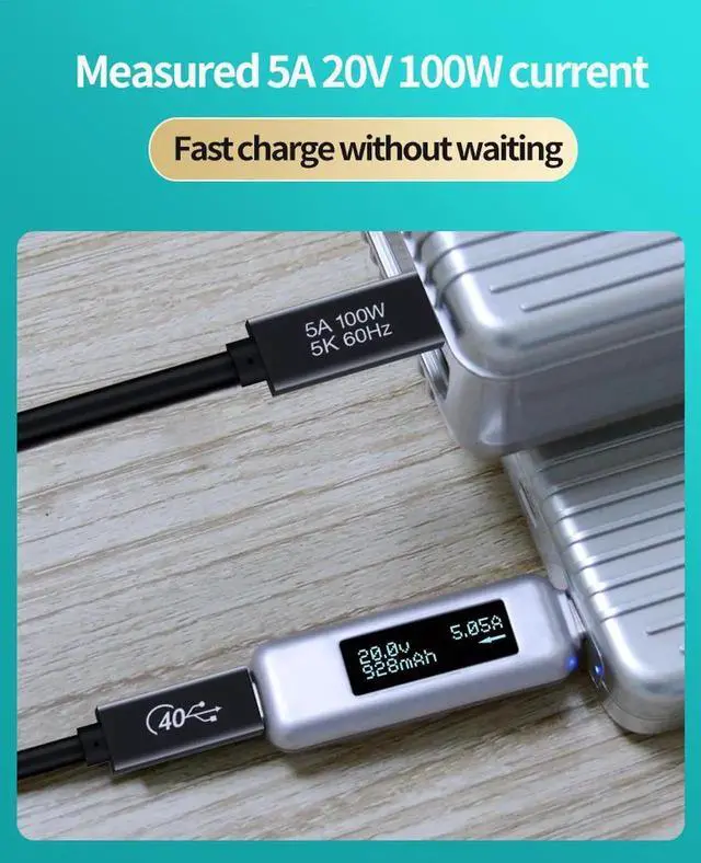 Alt view image 2 of 7 - WRIARICH 6.6ft/2M USB4 & Thunderbolt 4 Cable, 40Gbps Data, 100W Charging, 5K@60Hz Video for Docking Station, MacBook Pro, External SSD & eGPU