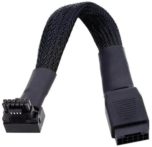 Main image of WRIARICH ATX 3.0 PCIe 5.0 12VHPWR Male to Female 90° Up-Angled GPU Sleeved Extension Cable, 600W 16Pin(12+4) Power Extender