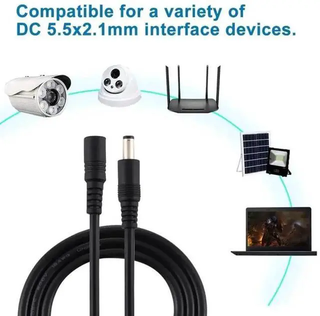 Alt view image 5 of 7 - WRIARICH 10m Black DC Power Extension Cable 5.5x2.1mm Male to Female, Max 8A Load