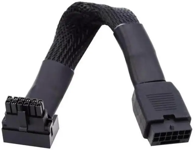 Main image of WRIARICH ATX 3.0 PCIe 5.0 12VHPWR Male to Female 90° Down-Angled GPU Sleeved Extension Cable, 600W 16Pin(12+4) Power Extender