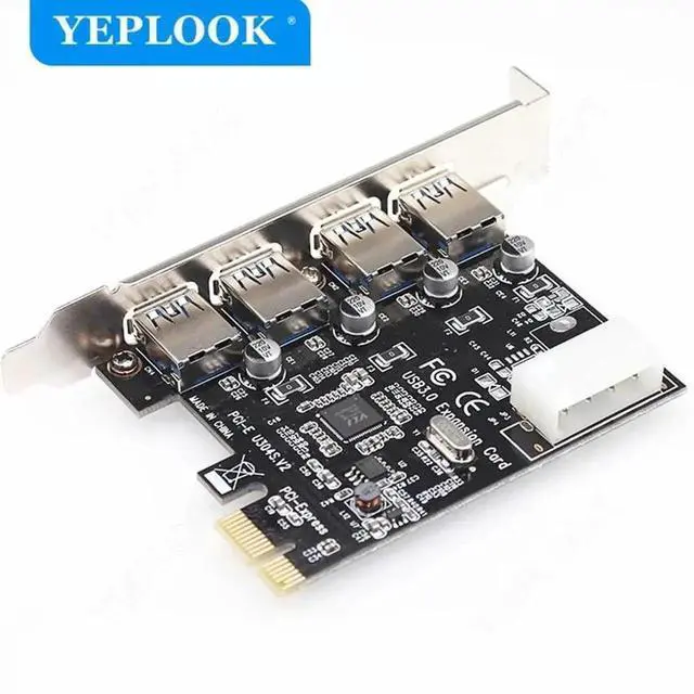 Alt view image 2 of 5 - WRIARICH PCIe X1 USB 3.0 Expansion Card with VIA VL805 Chip, 4-Port 5Gbps PCI Express Hub Adapter with IDE 4Pin Power Connector for Desktop PC