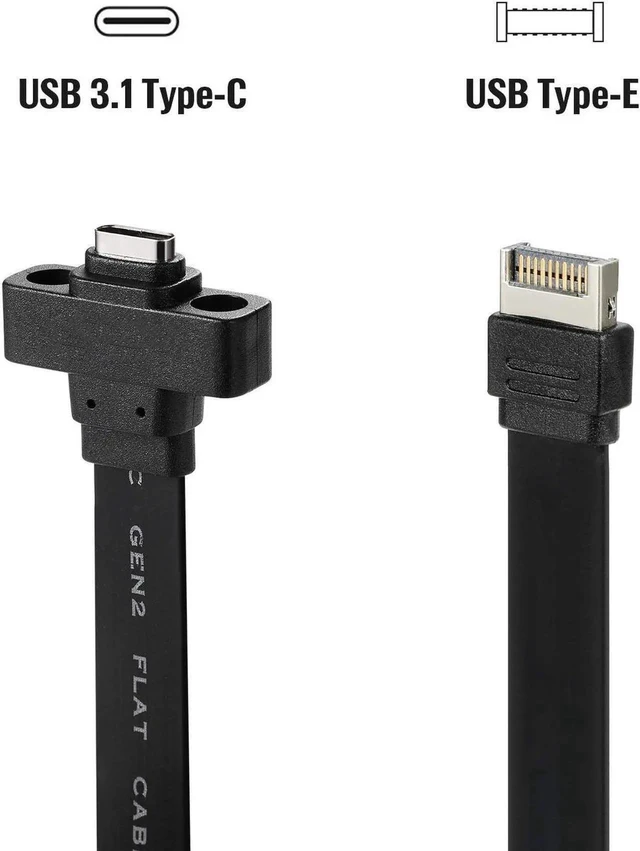 Alt view image 2 of 6 - WRIARICH 57cm USB 3.1 Gen2 Type-E to Type-C Front Panel Extension Cable, 10Gbps Internal Adapter Cable with Mount Screw