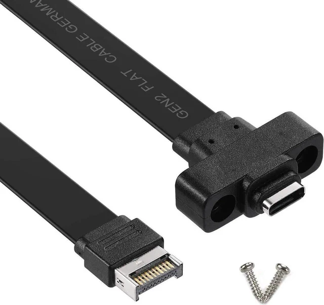 Main image of WRIARICH 57cm USB 3.1 Gen2 Type-E to Type-C Front Panel Extension Cable, 10Gbps Internal Adapter Cable with Mount Screw
