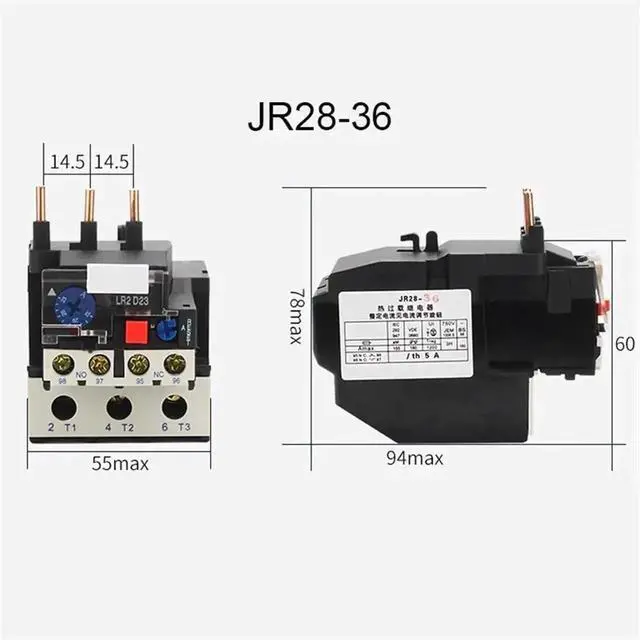 Alt view image 3 of 6 - WRIARICH JR28-36(LR2 D23) Adjustable Thermal Overload Protection Relay, 50/60Hz, Optional Current Range 17-25A/23-32A/28-36A