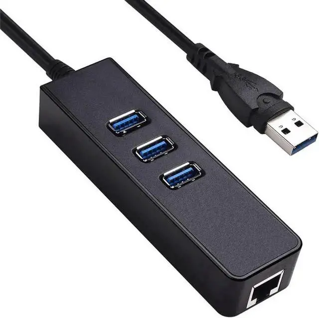 Alt view image 3 of 7 - WRIARICH Upgraded USB 3.0 Gigabit Ethernet Adapter with 3-Port USB 3.0 Hub, 10/100/1000 Mbps RJ45 LAN Converter, Portable Docking Station for Laptops Ultrabooks Tablets, Black