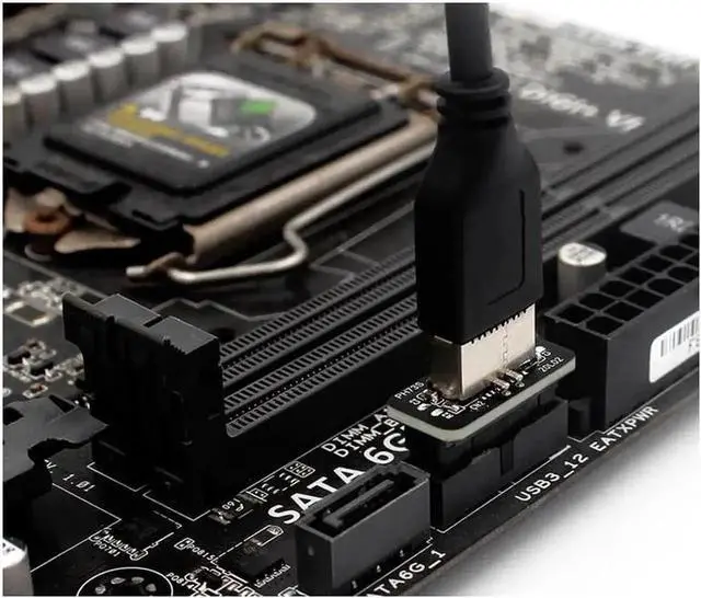 Alt view image 2 of 6 - WRIARICH Vertical USB 3.2 Gen1 20Pin to Gen2 Type-E Key-A Header Adapter, USB 3.0 20Pin to USB 3.1 Type-C Front Panel Header Converter for Motherboard