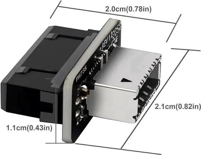 Alt view image 6 of 6 - WRIARICH Vertical USB 3.2 Gen1 20Pin to Gen2 Type-E Key-A Header Adapter, USB 3.0 20Pin to USB 3.1 Type-C Front Panel Header Converter for Motherboard