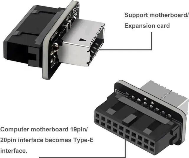 Alt view image 5 of 6 - WRIARICH Vertical USB 3.2 Gen1 20Pin to Gen2 Type-E Key-A Header Adapter, USB 3.0 20Pin to USB 3.1 Type-C Front Panel Header Converter for Motherboard