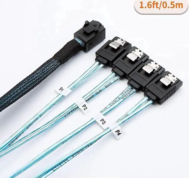Alt view image 7 of 7 - WRIARICH Internal HD Mini SAS Cable 1M / 3.3FT, Internal HD Mini SAS (SFF-8643 Host) - 4X SATA (Target) Cable, SFF-8643 to 4X SATA Cable, SFF-8643 for Controller, 4 Sata Connect to Hard Drive