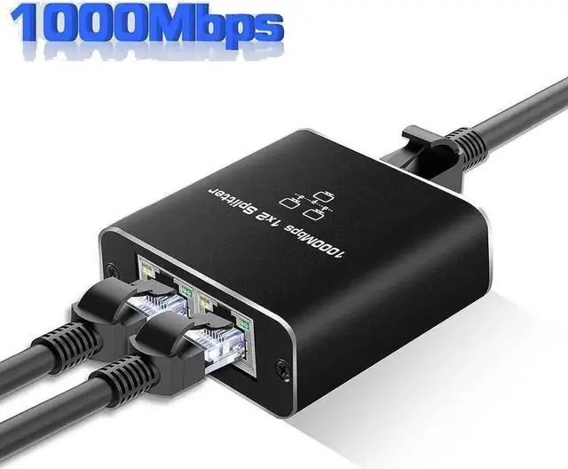Main image of WRIARICH 1 to 2 RJ45 Gigabit Ethernet Splitter, 1000Mbps LAN Network Splitter with USB Power Cord, Dual-Device Simultaneous Work Ethernet Adapter for Cat5 Cat5e Cat6 Cat7 Cat8 Cable