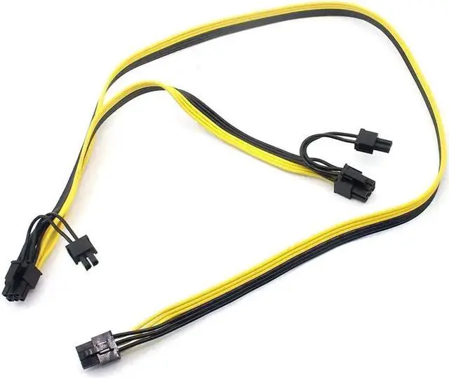 Alt view image 3 of 7 - WRIARICH 2 Pack 18AWG Ribbon PCIe 6Pin Male to Dual 6+2Pin GPU Power Splitter Extension Cable