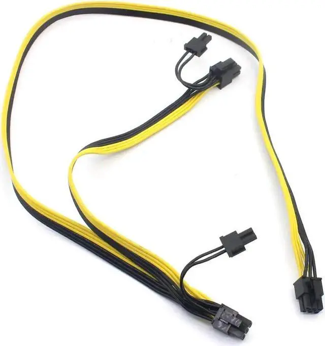 Alt view image 2 of 7 - WRIARICH 2 Pack 18AWG Ribbon PCIe 6Pin Male to Dual 6+2Pin GPU Power Splitter Extension Cable