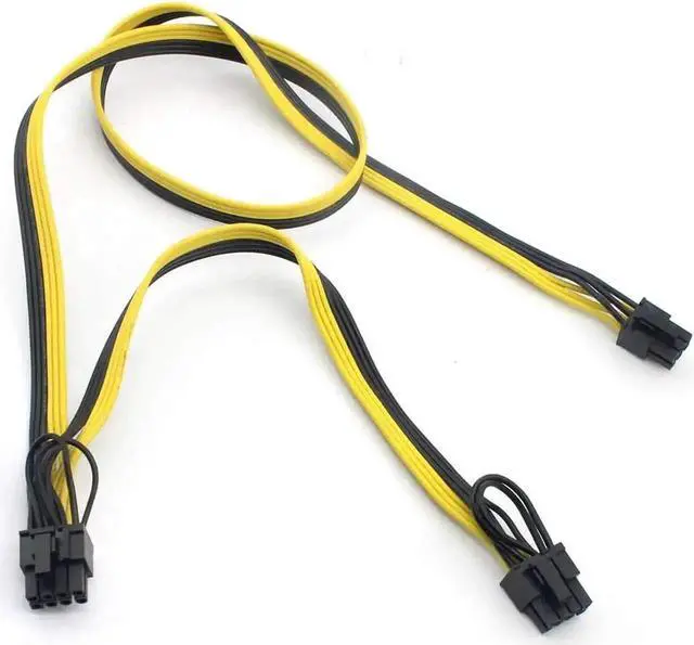 Alt view image 6 of 7 - WRIARICH 2 Pack 18AWG Ribbon PCIe 6Pin Male to Dual 6+2Pin GPU Power Splitter Extension Cable