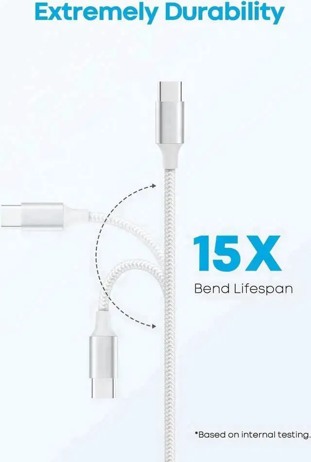 Alt view image 4 of 7 - WRIARICH 5 Pack Braided USB-A to USB-C Fast Charging Cables 3FT×2 + 6FT×2 + 10FT, Compatible with iPhone 15 Series, Samsung Galaxy, Pixel, Moto, LG Phones