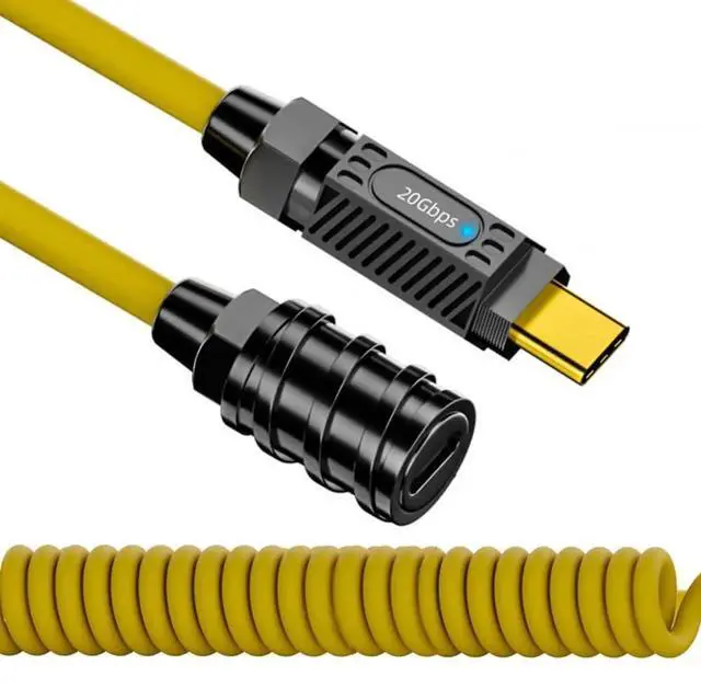 Main image of WRIARICH 180cm Coiled Stretch USB4 USB-C Extension Cable, Male to Female, 20Gbps Data, 140W Charging, 8K Video for Gaming Keyboard & Mouse
