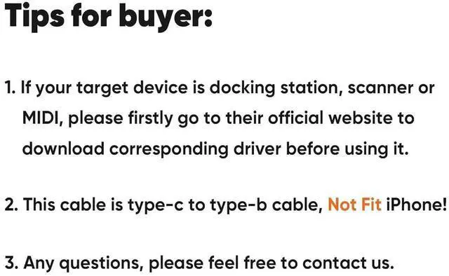 Alt view image 6 of 7 - WRIARICH 1.8M (6FT) Black USB 3.1 USB-C to USB-B Cable, 5Gbps Data Cord Compatible with Thunderbolt 3, MacBook, External Hard Drive, Docking Station & Scanner
