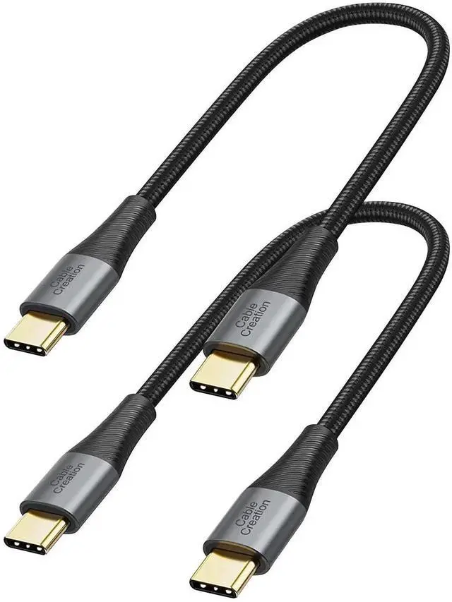 Main image of WRIARICH 2 Pack 0.8FT Double-Braided USB-C to USB-C Short Cable, Fast Charging Cord for Galaxy, MacBook, iPad mini 6
