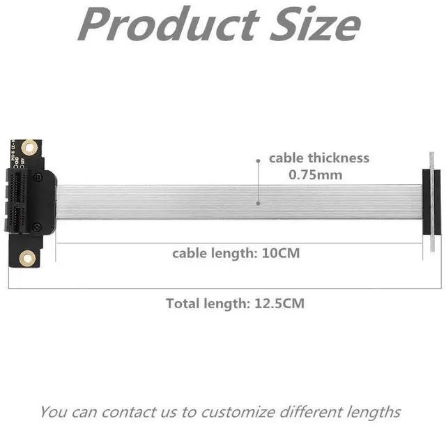 Alt view image 3 of 6 - WRIARICH 10cm PCIe 1X Foldable Extension Cable, Silver-Plated Shielded Design, Full-Speed Lossless Stable Signal Transmission