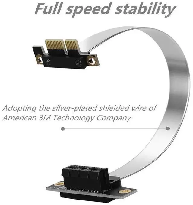 Alt view image 4 of 6 - WRIARICH 10cm PCIe 1X Foldable Extension Cable, Silver-Plated Shielded Design, Full-Speed Lossless Stable Signal Transmission