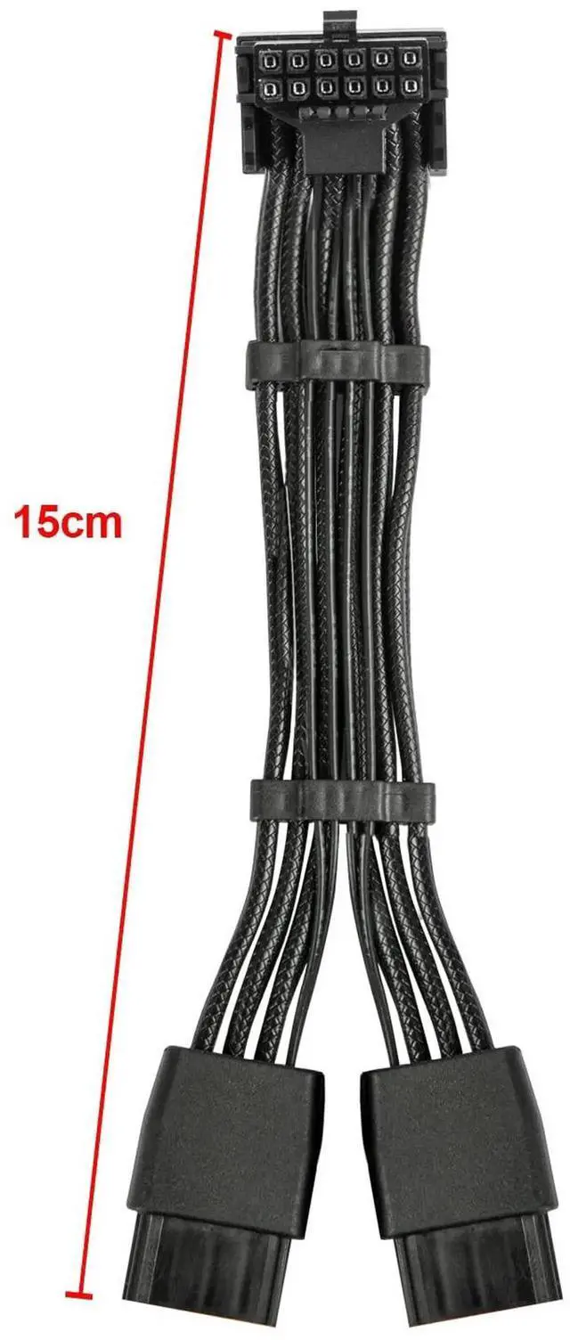 Alt view image 5 of 6 - WRIARICH 12VHPWR 90 Degree Adapter, 16AWG 12+4Pin 16Pin GPU PCIe 5.0 Cable Converter to Dual 8Pin PCIe Power Connectors, Right Angle Type A Compatible with RTX 3090Ti/4070Ti/4080/4090 Graphics Cards