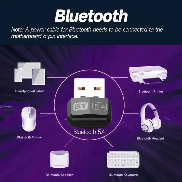 Alt view image 2 of 6 - WRIARICH Bluetooth 5.3 USB Adapter, 2.4GHz Wireless Bluetooth Dongle Receiver for Mouse, Keyboard, Game Controller, Speaker, Printer, Multi-Device Bluetooth Converter for Desktop Laptop PC