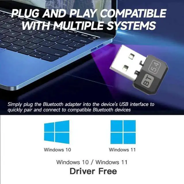 Alt view image 4 of 6 - WRIARICH Bluetooth 5.3 USB Adapter, 2.4GHz Wireless Bluetooth Dongle Receiver for Mouse, Keyboard, Game Controller, Speaker, Printer, Multi-Device Bluetooth Converter for Desktop Laptop PC