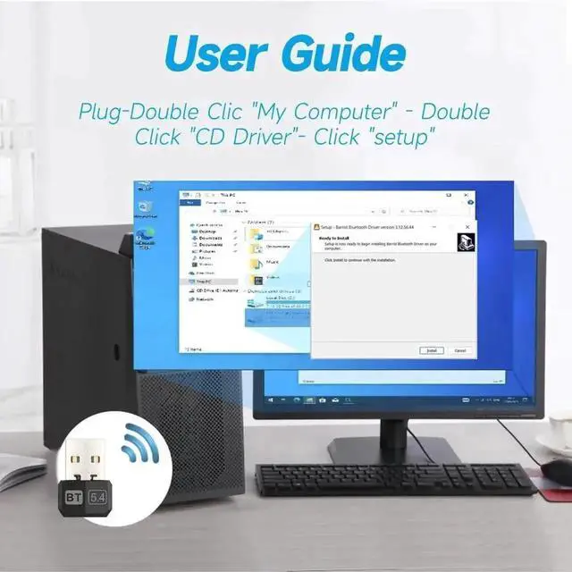 Alt view image 5 of 6 - WRIARICH Bluetooth 5.3 USB Adapter, 2.4GHz Wireless Bluetooth Dongle Receiver for Mouse, Keyboard, Game Controller, Speaker, Printer, Multi-Device Bluetooth Converter for Desktop Laptop PC