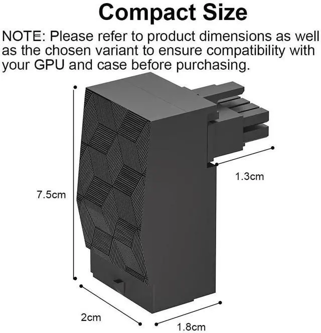 Alt view image 4 of 6 - WRIARICH 12VHPWR 90 Degree Right Angle Adapter, PCIe 5.0 16Pin (12+4Pin) 600W GPU Power Connector, Type A for RTX 3090Ti 4070Ti 4080 4090 Graphics Cards