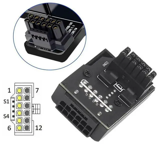 Alt view image 3 of 7 - WRIARICH 90° Upward Angled ATX3.0 PCIe5.0 12VHPWR 16Pin Power Adapter, Compatible with RTX 3080 / 3090Ti GPU