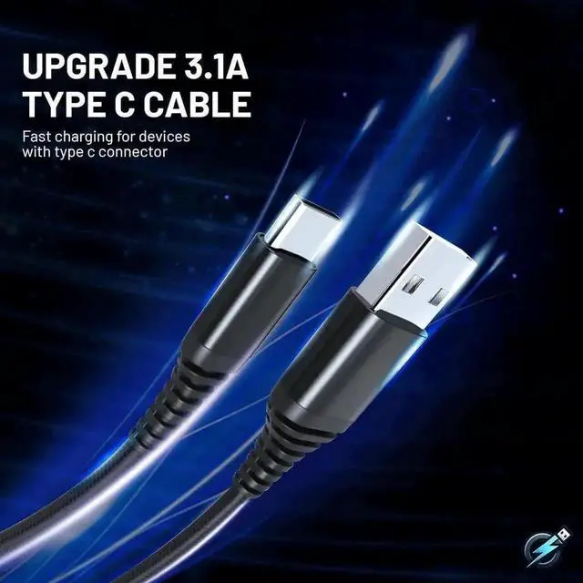 Alt view image 6 of 7 - WRIARICH 5 Pack Braided USB-A to USB-C Fast Charging Cables, 3FT×2 + 6FT×2 + 10FT, 60W QC3.0 3.1A 10Gbps Data Cord for iPhone 15, MacBook Pro, Galaxy S23, Pixel & Game Consoles