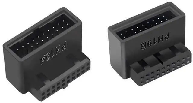 Main image of WRIARICH 1 Set 90 Degree Up & Down Angled USB 3.0 20Pin Male to Female Internal Extension Adapter, Overmolded Design