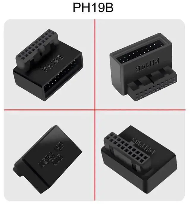 Alt view image 2 of 6 - WRIARICH 1 Set 90 Degree Up & Down Angled USB 3.0 20Pin Male to Female Internal Extension Adapter, Overmolded Design