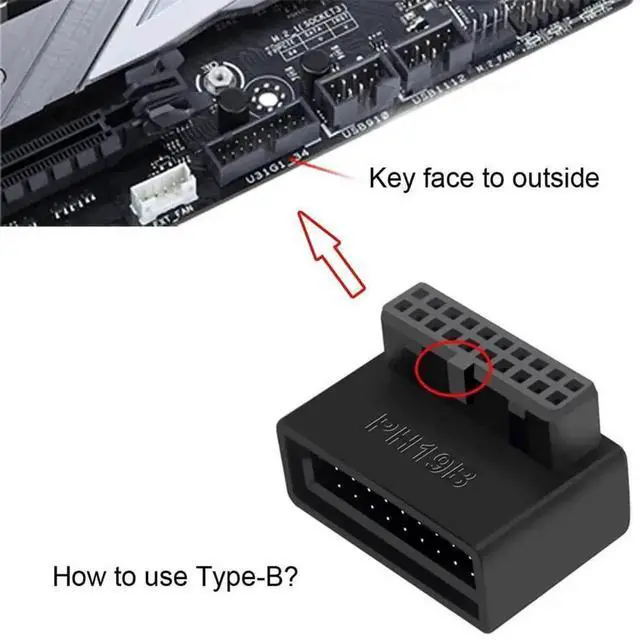 Alt view image 5 of 6 - WRIARICH 1 Set 90 Degree Up & Down Angled USB 3.0 20Pin Male to Female Internal Extension Adapter, Overmolded Design