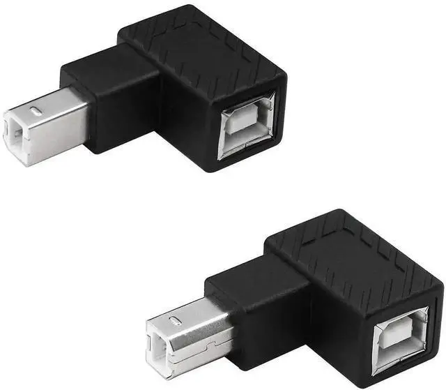 Main image of WRIARICH 2 Pack 90 Degree USB 2.0 Type-B Male to Female Right Angle Adapter, Printer Port Extender for Printers, Scanners, External Hard Drives
