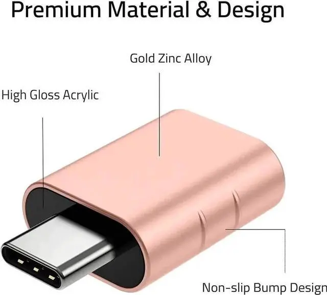 Alt view image 4 of 6 - WRIARICH 2 Pack USB-C to USB 3.0 Adapter, Thunderbolt 3 Type-C Male to USB-A Female Converter Rose Gold for MacBook Pro Pre-2019, MacBook Air 2018/2019, Dell XPS & All USB-C Devices
