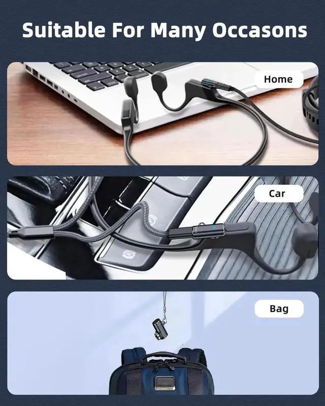 Alt view image 5 of 6 - WRIARICH 2-Pack Grey USB-C Magnetic Charging Adapter Converter for Shokz Aeropex / OpenRun / OpenRun Pro / OpenRun Mini / OpenComm Headphones