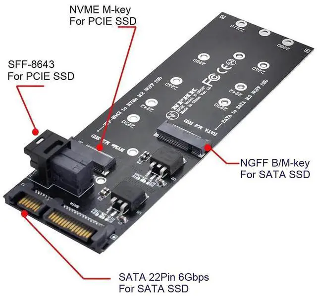 Alt view image 5 of 7 - WRIARICH M.2 M-Key NVMe to SFF-8643 HD Mini SAS Adapter Kit, NGFF PCIe SSD to U.2 SFF-8643 Converter for Desktop Motherboard Storage Expansion