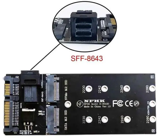 Alt view image 7 of 7 - WRIARICH M.2 M-Key NVMe to SFF-8643 HD Mini SAS Adapter Kit, NGFF PCIe SSD to U.2 SFF-8643 Converter for Desktop Motherboard Storage Expansion
