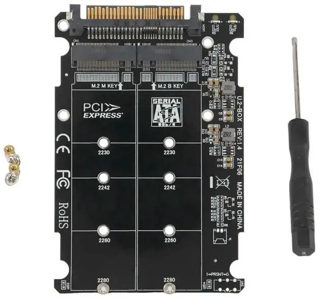 Alt view image 3 of 4 - WRIARICH 2 in 1 M.2 to U.2 Adapter, M.2 NVMe M-Key & SATA B-Key NGFF SSD to PCIe U.2 SFF-8639 Converter PCB Card, High Speed PCIe4.0 x4 Storage Adapter for Desktop PC Server Workstation