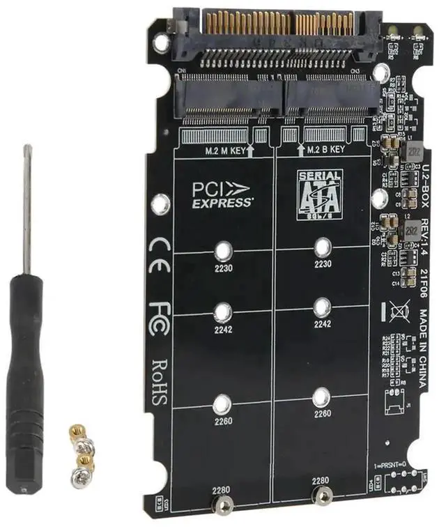 Alt view image 2 of 4 - WRIARICH 2 in 1 M.2 to U.2 Adapter, M.2 NVMe M-Key & SATA B-Key NGFF SSD to PCIe U.2 SFF-8639 Converter PCB Card, High Speed PCIe4.0 x4 Storage Adapter for Desktop PC Server Workstation