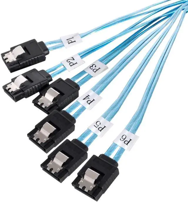 Alt view image 2 of 3 - WRIARICH SAS 6 SATA 7Pin Male Internal Host to 6 SATA 7pin Male Target Hard Disk 6Gbps Data Server Raid Cable 1m