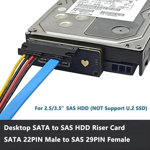 Alt view image 2 of 4 - WRIARICH SATA to SAS Adapter Expansion Card, 6Gbps 22Pin SATA 7+15 Male to 29Pin SAS Female Converter for 2.5" & 3.5" Drives