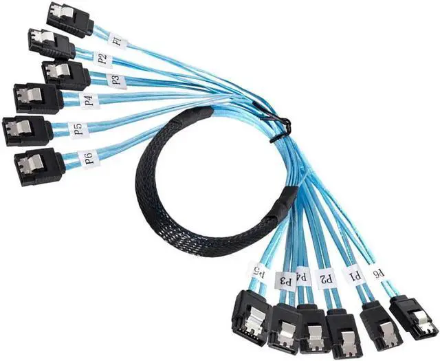 Main image of WRIARICH SAS 6 SATA 7Pin Male Internal Host to 6 SATA 7pin Male Target Hard Disk 6Gbps Data Server Raid Cable 1m