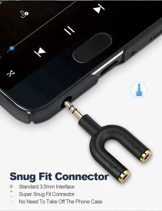 Alt view image 2 of 7 - WRIARICH 3.5mm Audio Headphone Splitter, Male to Dual 3.5mm Female Y-Splitter Jack Adapter, Black Stereo Audio Splitter for Headphones, Earphones, Phones, Tablets, MP3 Players