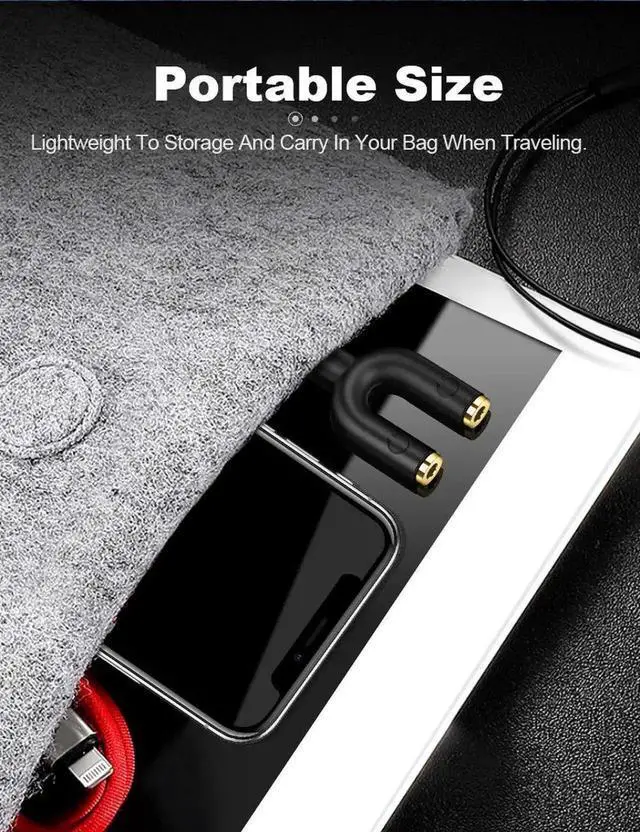Alt view image 5 of 7 - WRIARICH 3.5mm Audio Headphone Splitter, Male to Dual 3.5mm Female Y-Splitter Jack Adapter, Black Stereo Audio Splitter for Headphones, Earphones, Phones, Tablets, MP3 Players