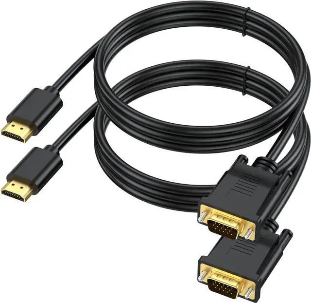 Main image of WRIARICH 2 Pack 6FT HDMI Male to VGA Male Cable Unidirectional 1080P Video Cord Compatible with Laptop PC Monitor Projector HDTV Raspberry Pi Roku Xbox