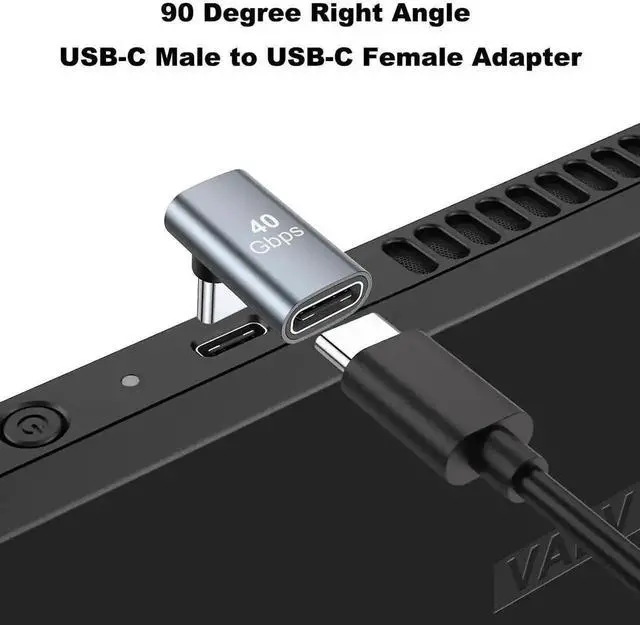 Alt view image 3 of 6 - WRIARICH 2 Pack Grey 90 Degree Right Angle USB-C Male to Female Extender Adapter, 100W PD Fast Charging Type-C Connector for Steam Deck, ROG Ally, Switch, Laptops, Tablets & Phones
